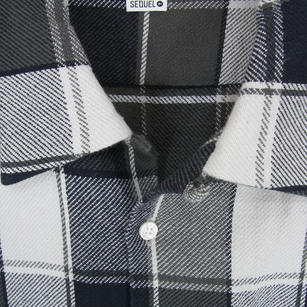 シークエル  NEL CHECK SHIRT ネル チェック 長袖 シャツ コットン 日本製 ホワイト ブラック系 XL【中古】