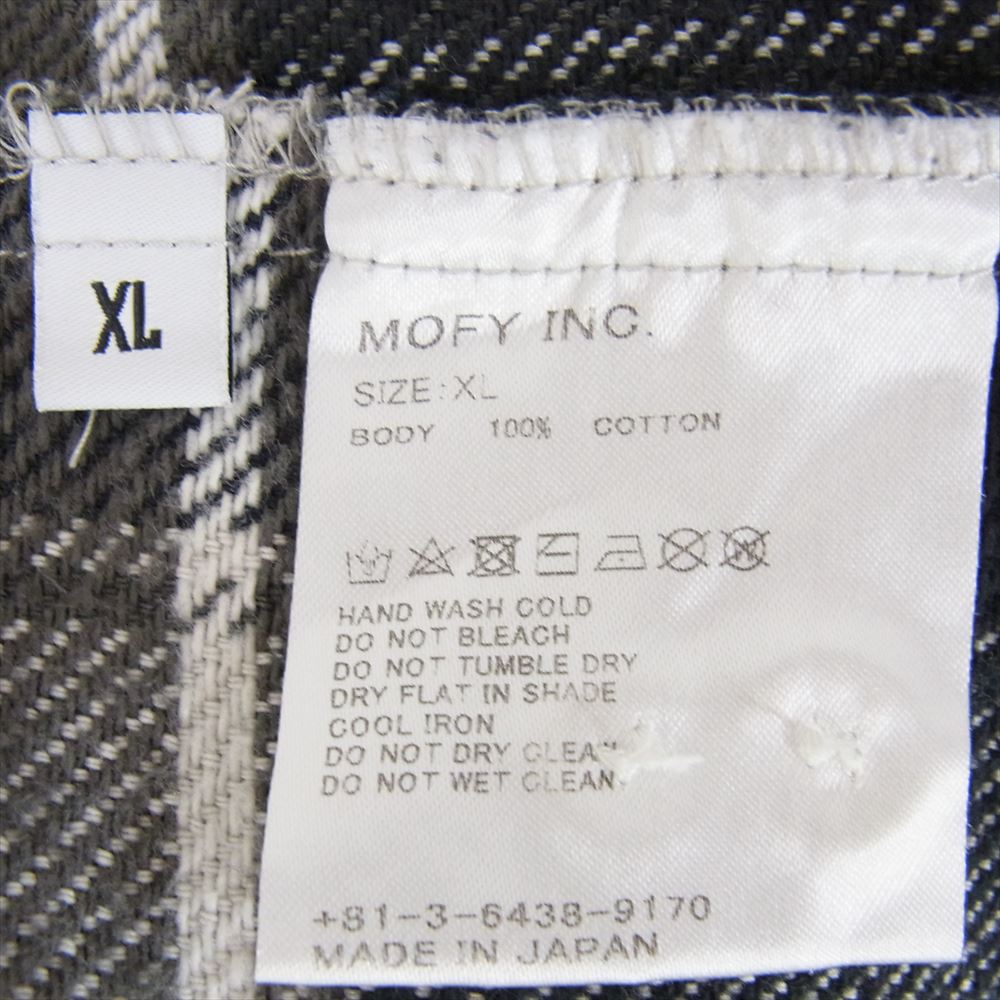 シークエル  NEL CHECK SHIRT ネル チェック 長袖 シャツ コットン 日本製 ホワイト ブラック系 XL【中古】