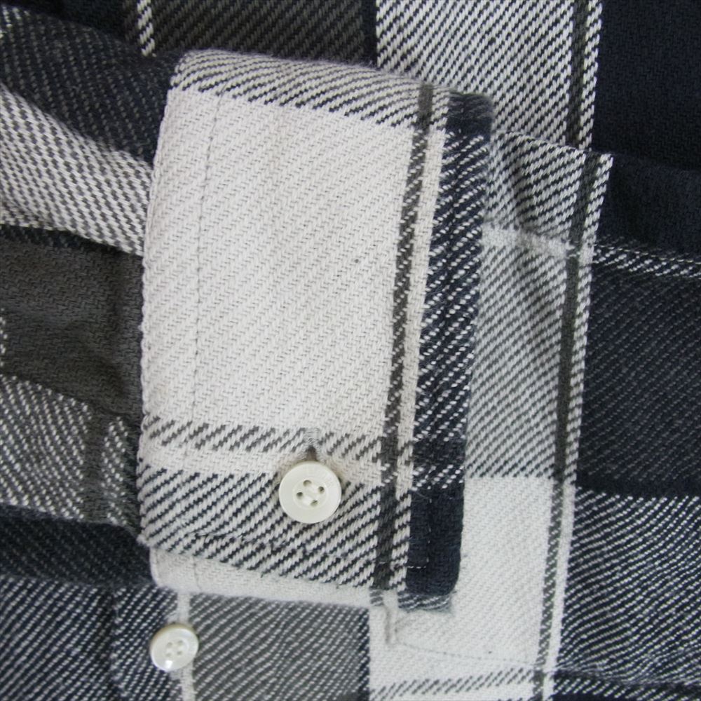 シークエル  NEL CHECK SHIRT ネル チェック 長袖 シャツ コットン 日本製 ホワイト ブラック系 XL【中古】