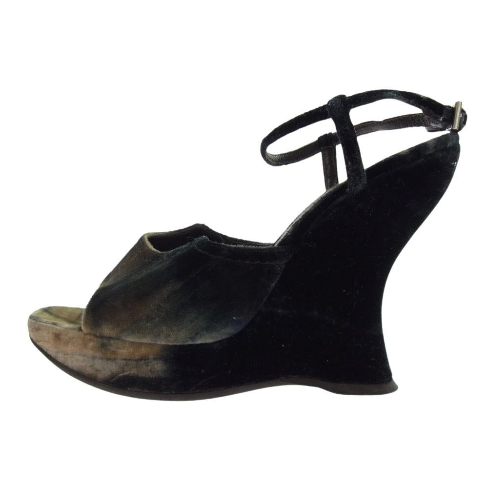PRADA プラダ オープントゥ ベルベット ヒール サンダル 38【中古】