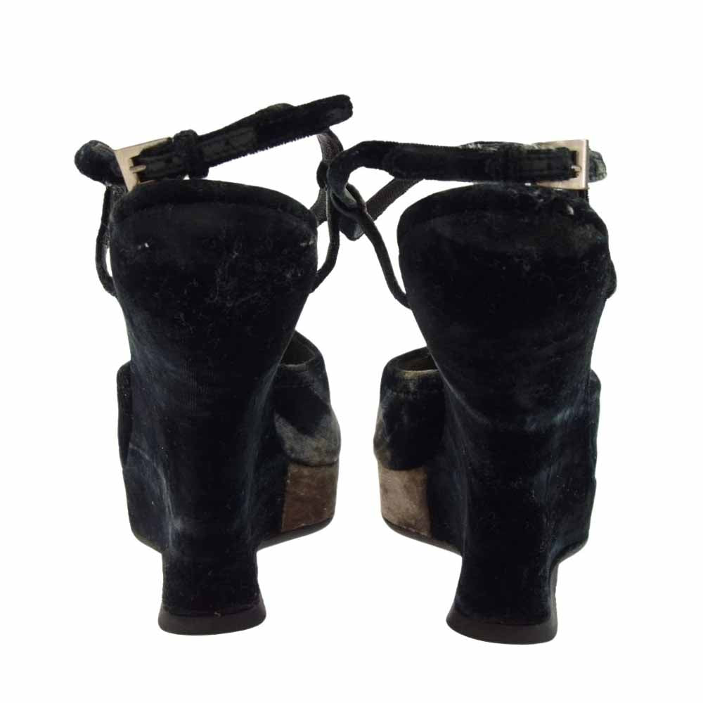 PRADA プラダ オープントゥ ベルベット ヒール サンダル 38【中古】