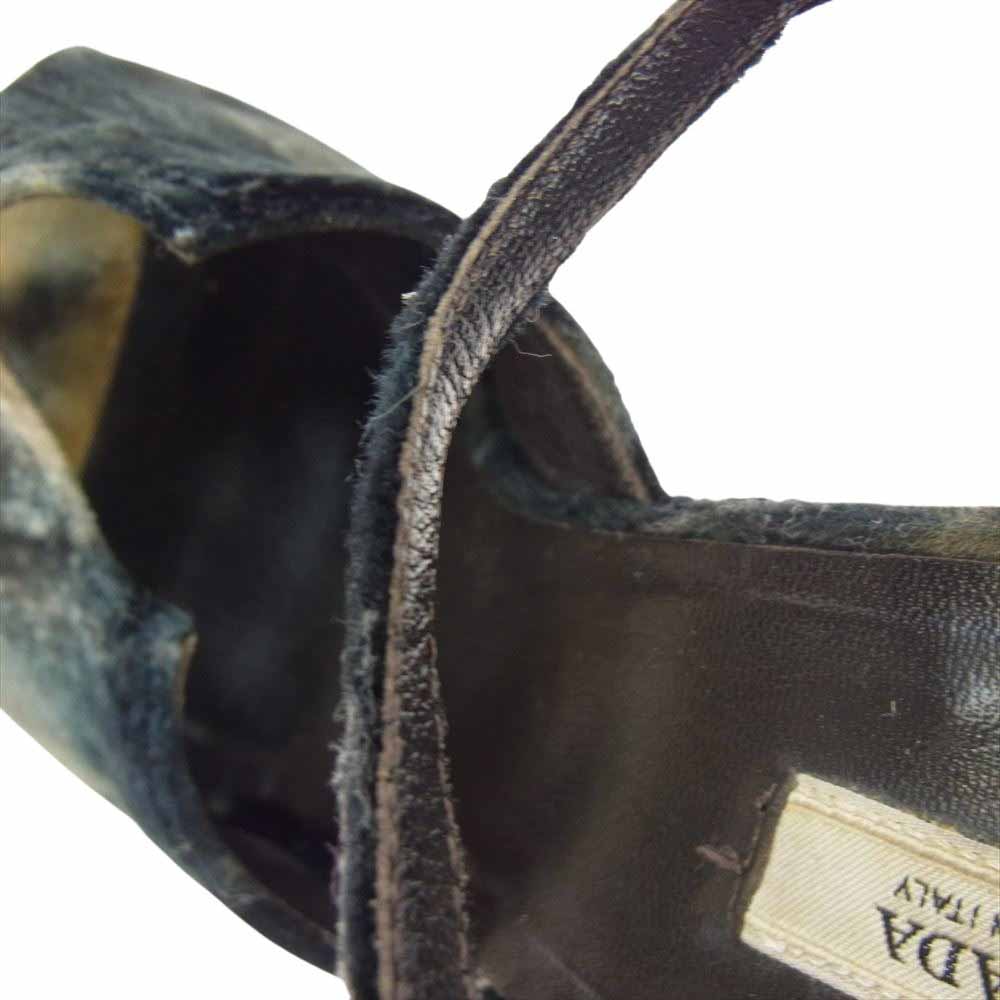 PRADA プラダ オープントゥ ベルベット ヒール サンダル 38【中古】