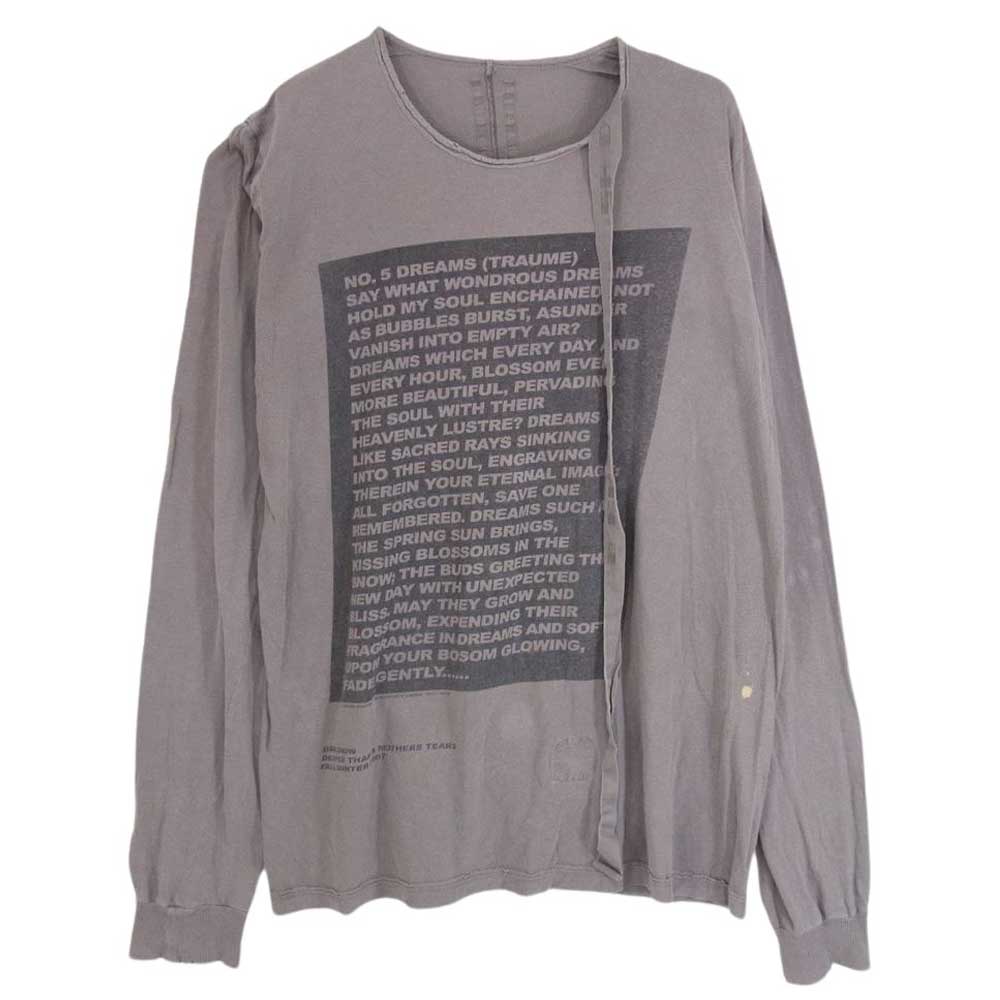 Rick Owens リックオウエンス 07AW DU7251 DRKSHDW ダークシャドウ レター カットソー メッセージ プリント 長袖 ロングスリーブ ロンT Tシャツ  グレー系 XL【中古】