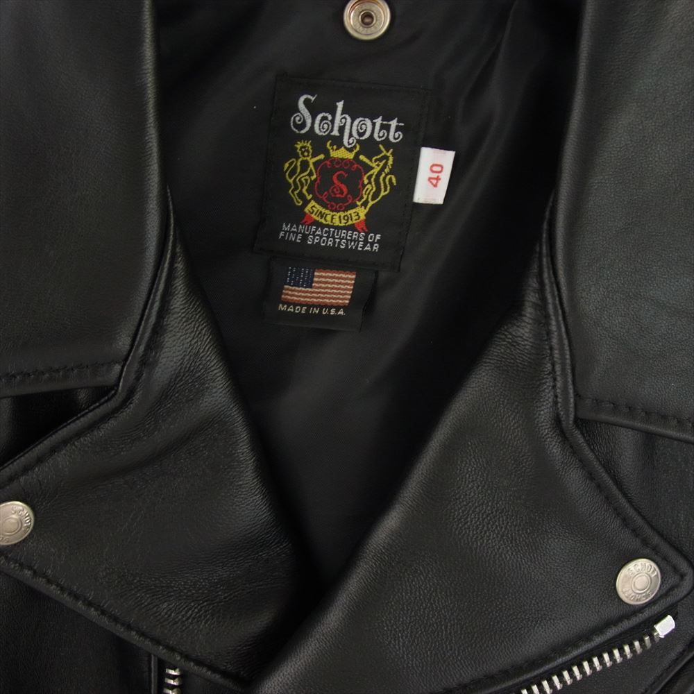 schott ショット 228US LAMB RIDERS JACKET ラム ダブルライダース ジャケット ブラック系 40【新古品】【未使用】【中古】