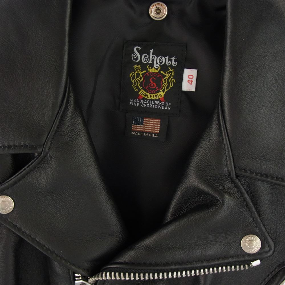 schott ショット 228US LAMB RIDERS JACKET ラム ダブルライダース ジャケット ブラック系 40【新古品】【未使用】【中古】