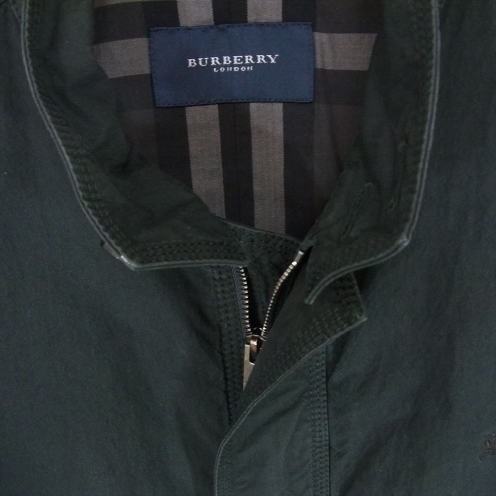 BURBERRY LONDON バーバリー ロンドン A1F82-802-08 裏地ノバチェック ロゴ刺繍 シルク混 ジップアップ ブルゾン ジャケット ブラック系 L【中古】