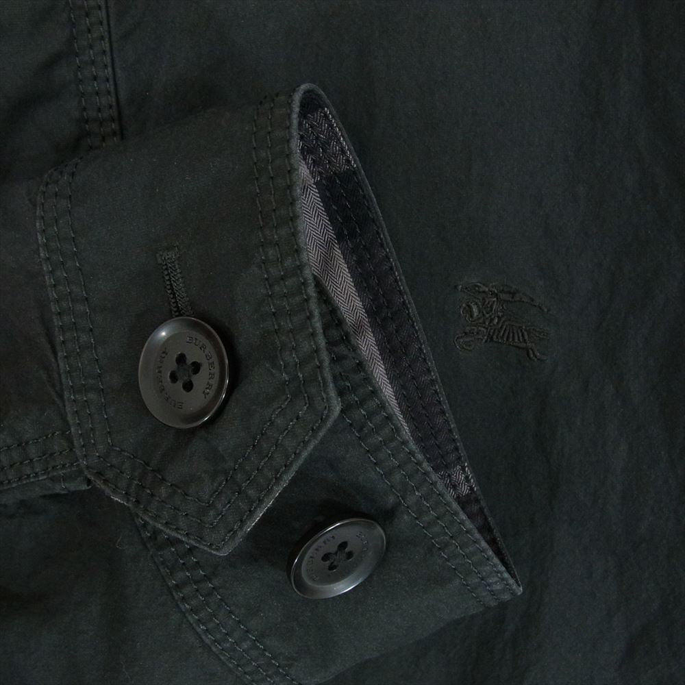 BURBERRY LONDON バーバリー ロンドン A1F82-802-08 裏地ノバチェック ロゴ刺繍 シルク混 ジップアップ ブルゾン ジャケット ブラック系 L【中古】