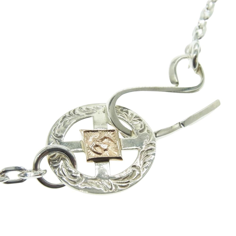 TARO WASHIMI ワシミタロウ 鷲見太郎 W-1TMC-K-C01 販売証明書付属 thunder hook medicine wheel chain K18 eagle metal サンダー フック メディスン ホイール チェーン ネックレス シルバー系【美品】【中古】