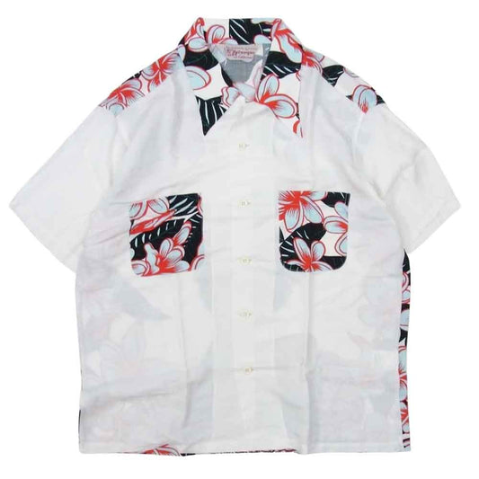 SUN SURF サンサーフ SS38679 SPECIAL THE CRY OF CRANE 総柄 半袖 レーヨン アロハ シャツ ホワイト系 L【美品】【中古】