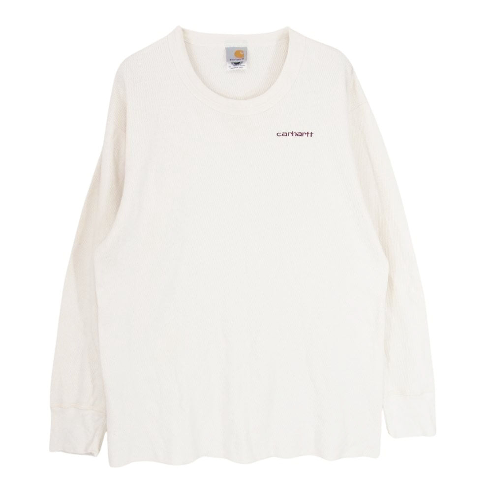 Carhartt カーハート ロゴ 刺繍 サーマル 長袖 Tシャツ オフホワイト系 XL【中古】