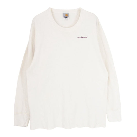 Carhartt カーハート ロゴ 刺繍 サーマル 長袖 Tシャツ オフホワイト系 XL【中古】