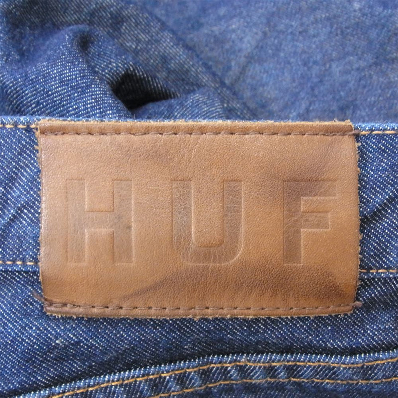 HUF ハフ CLASSIC DENIM PANTS クラシック グリーンステッチ デニム パンツ インディゴブルー系 34【中古】