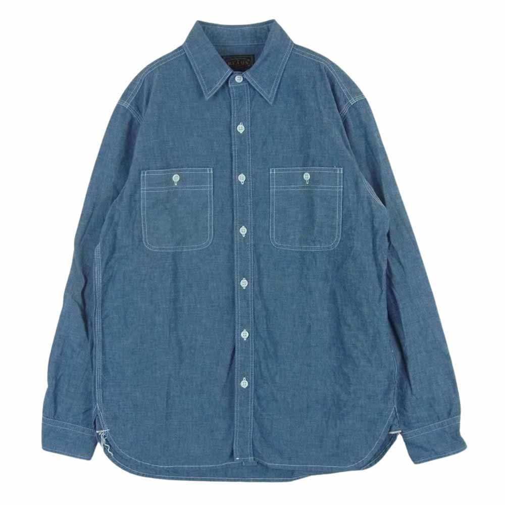 BEAMS ビームス BEAMS PLUS WORK Chambray 長袖 ワーク シャツ コットン 日本製 インディゴブルー系 S【中古】