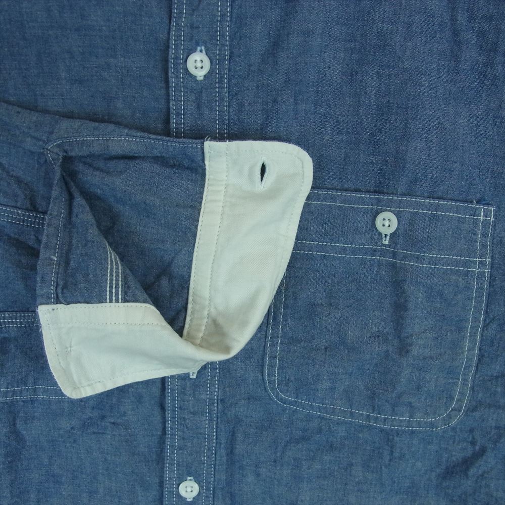 BEAMS ビームス BEAMS PLUS WORK Chambray 長袖 ワーク シャツ コットン 日本製 インディゴブルー系 S【中古】