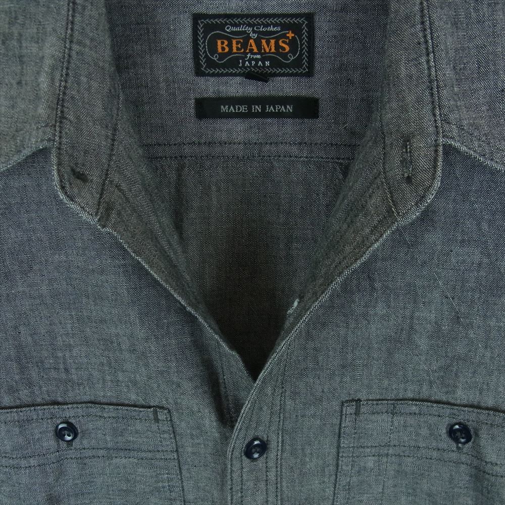 BEAMS ビームス BEAMS PLUS 長袖 WORK Chambray シャンブレー シャツ コットン 日本製 グレー系 S【中古】