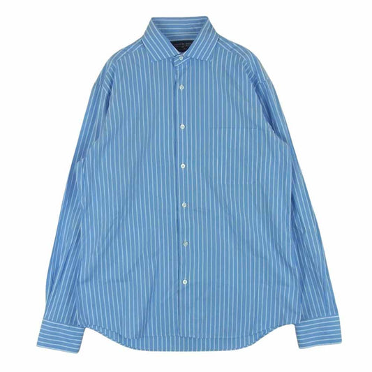 鎌倉シャツ MTM 長袖 ストライプ シャツ 日本製 ライトブルー系 ホワイト系 サイズ表記なし【中古】