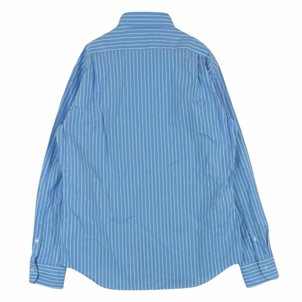 鎌倉シャツ MTM 長袖 ストライプ シャツ 日本製 ライトブルー系 ホワイト系 サイズ表記なし【中古】