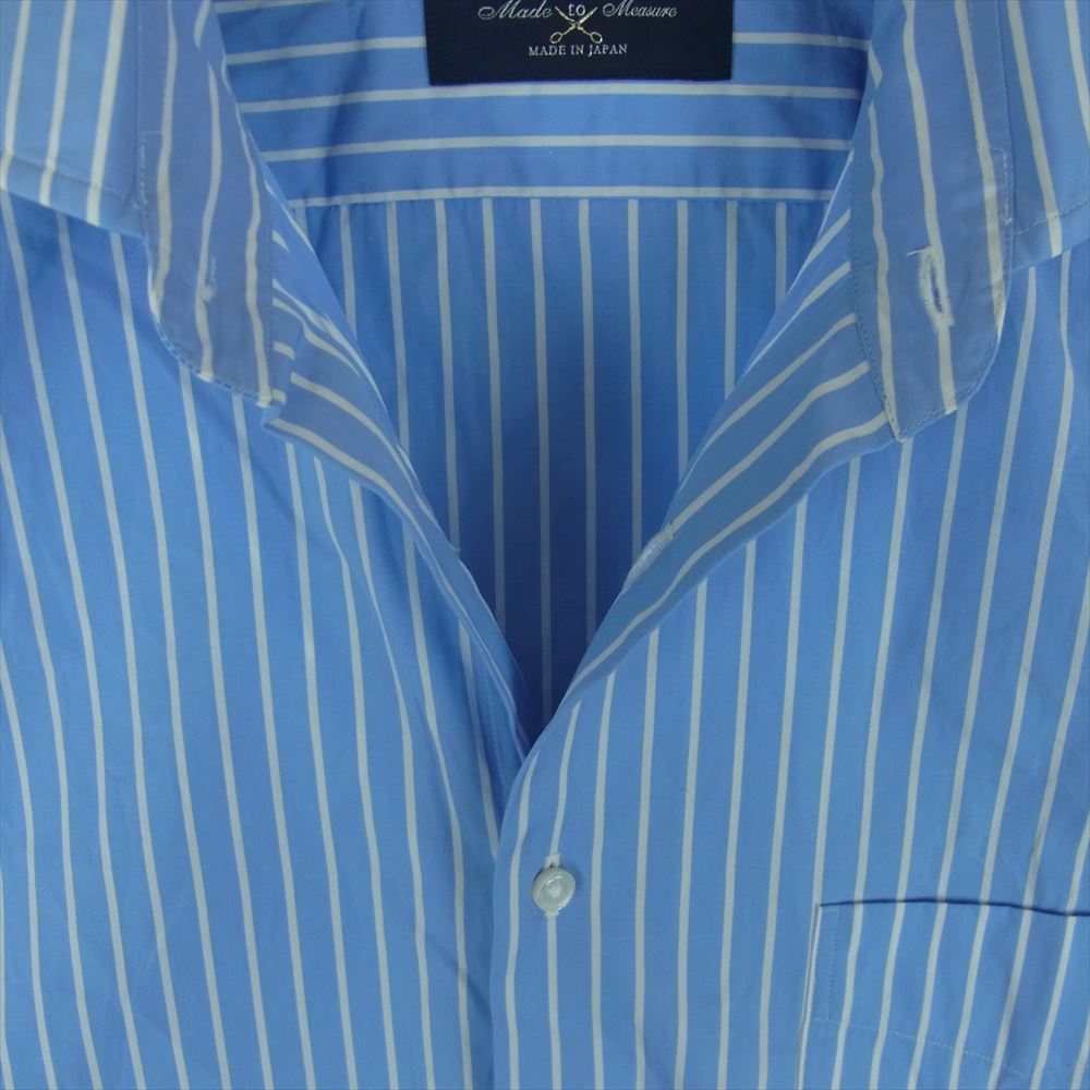鎌倉シャツ MTM 長袖 ストライプ シャツ 日本製 ライトブルー系 ホワイト系 サイズ表記なし【中古】