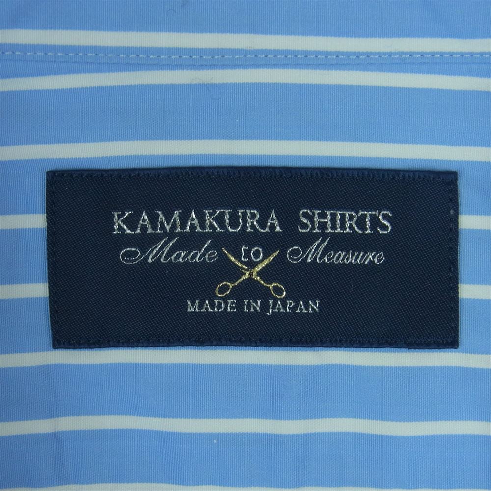 鎌倉シャツ MTM 長袖 ストライプ シャツ 日本製 ライトブルー系 ホワイト系 サイズ表記なし【中古】