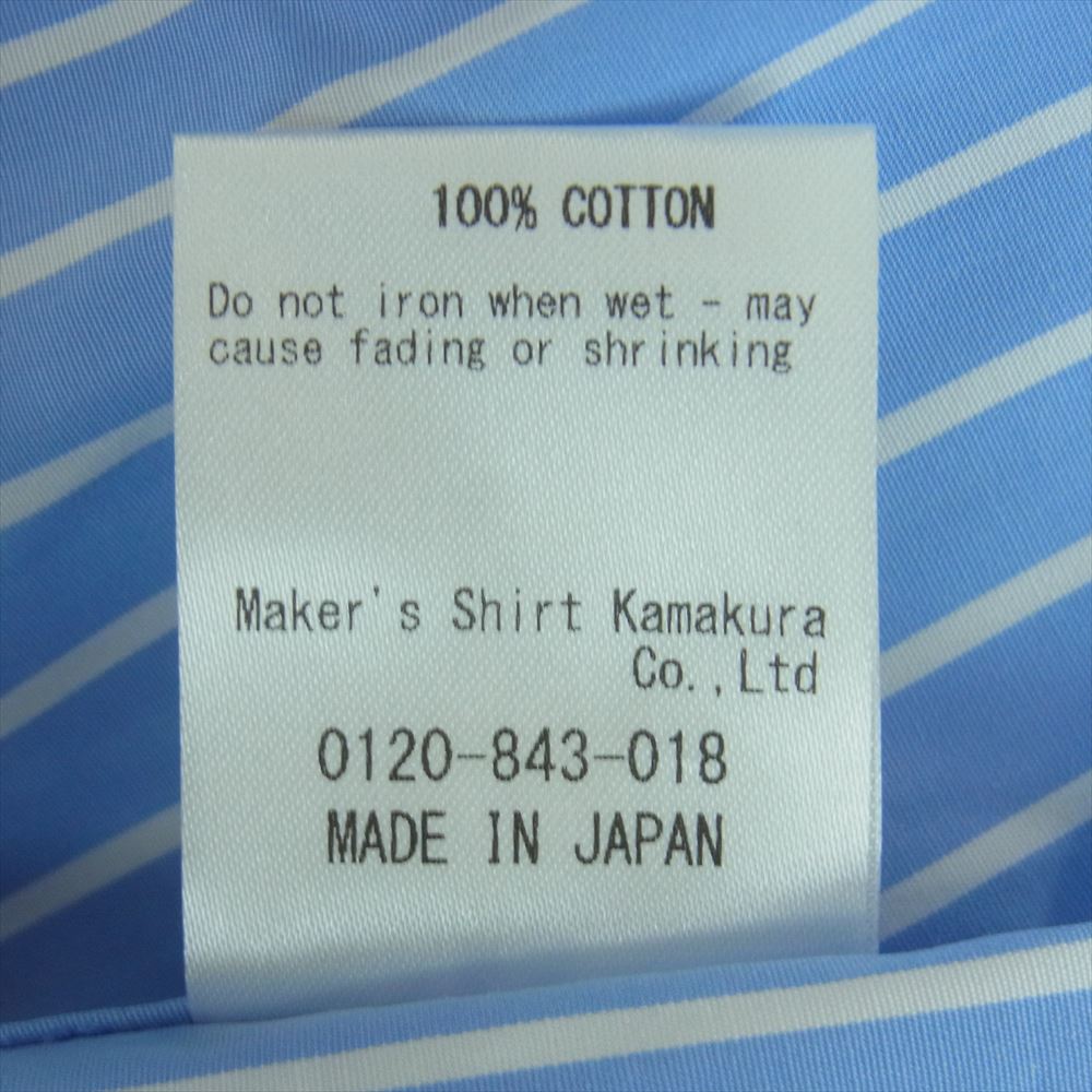 鎌倉シャツ MTM 長袖 ストライプ シャツ 日本製 ライトブルー系 ホワイト系 サイズ表記なし【中古】