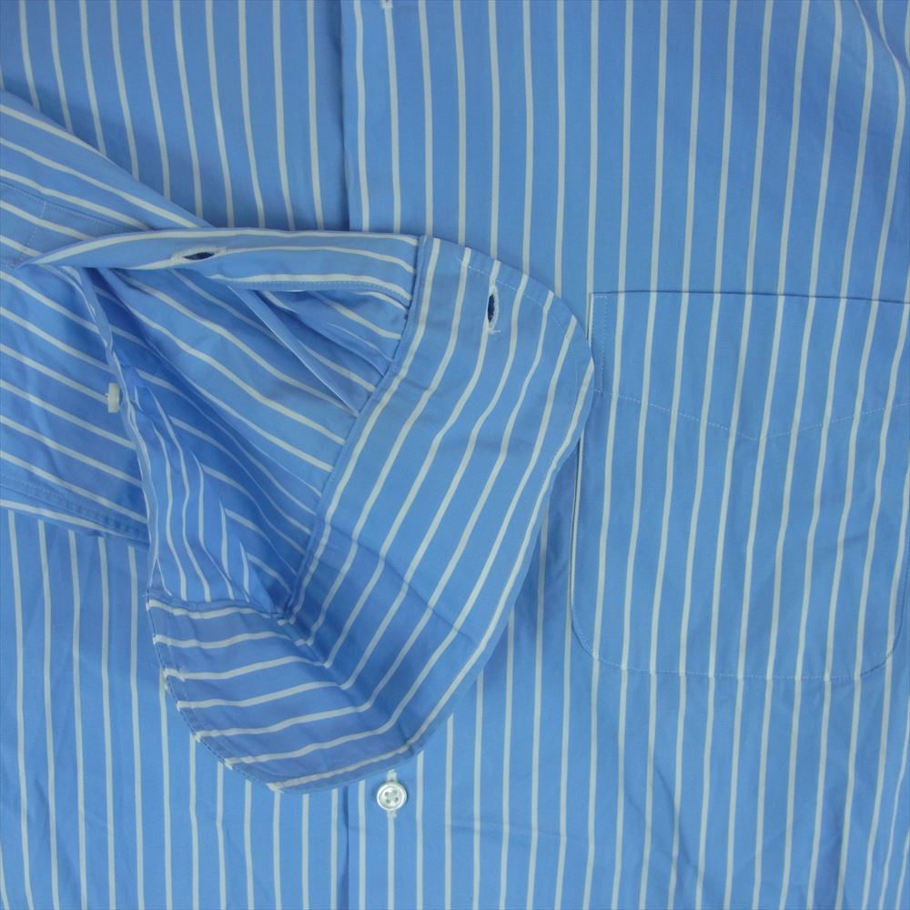 鎌倉シャツ MTM 長袖 ストライプ シャツ 日本製 ライトブルー系 ホワイト系 サイズ表記なし【中古】