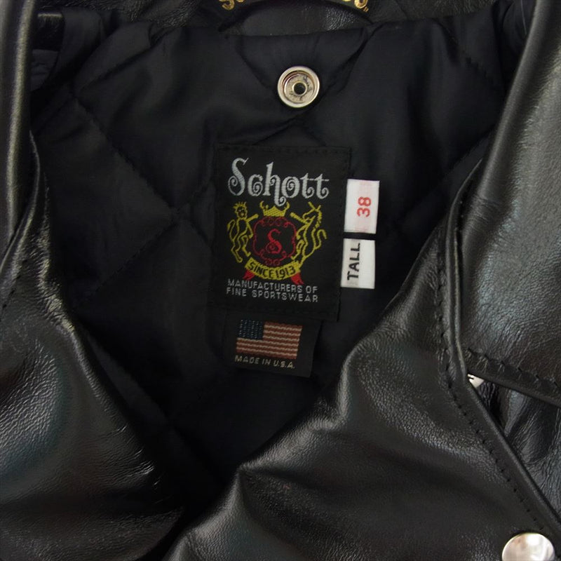 schott ショット 613UHT HORSEHIDE ONESTAR TALL ホースハイド ワンスター トール レザー ライダース ジャケット ブラック系 38【新古品】【未使用】【中古】