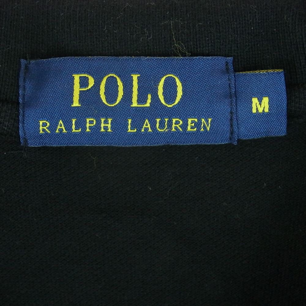 POLO RALPH LAUREN ポロ・ラルフローレン ビッグポニー 刺繍 ロゴ 半袖 ポロ シャツ ブラック系 イエロー系 M【中古】