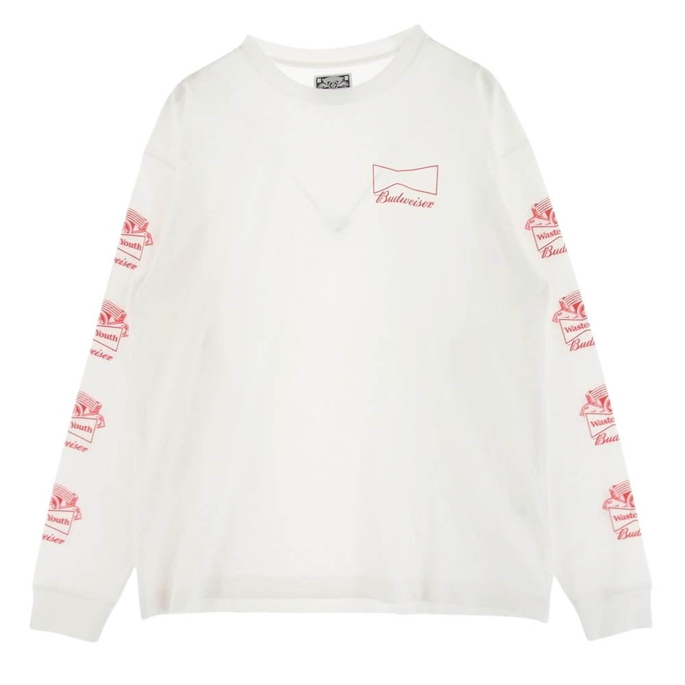 ウェイステッド ユース x Budweiser Long Sleeve T-shirt #1 TEE バドワイザー ロング スリーブ 長袖 Tシャツ ホワイト系 XL【中古】