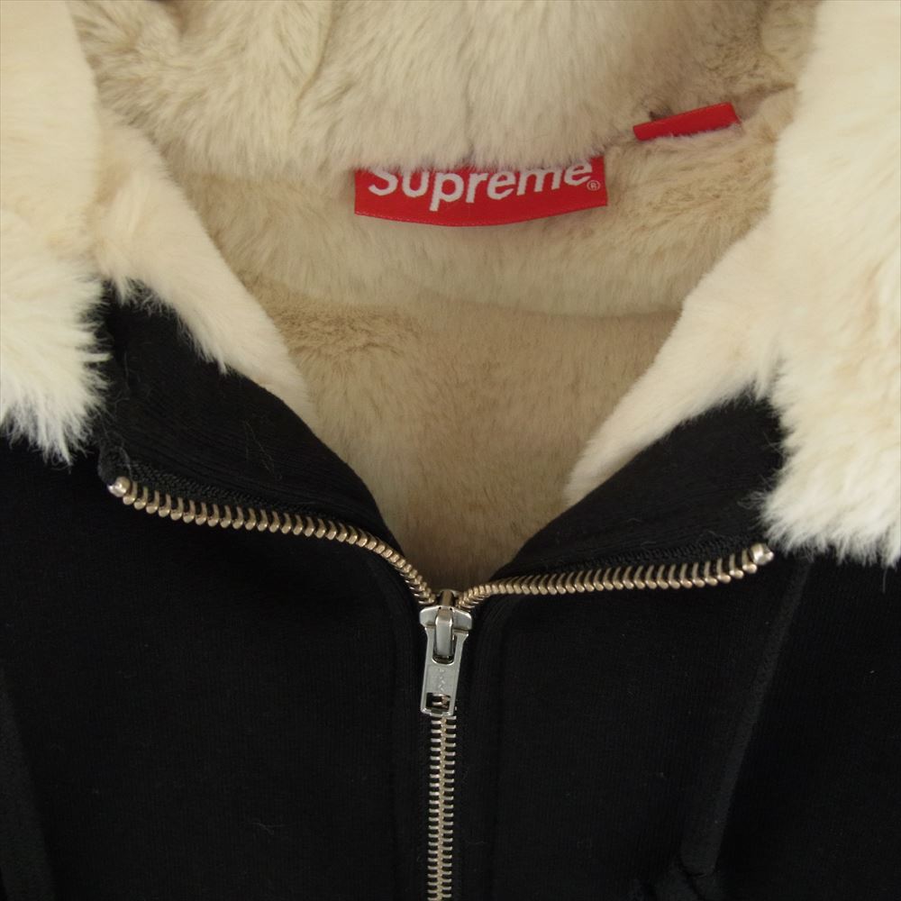 Supreme シュプリーム 22AW Faux Fur Lined Zip Up Hooded フェイ クファー ライド ジップ アップ フーディー スウェットシャツ パーカー ブラック系 XL【中古】
