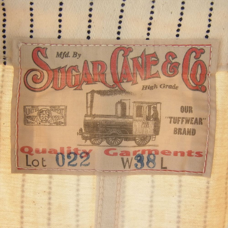 SUGAR CANE シュガーケーン LOT022 ホワイト ウォバッシュ ストライプ ワークベスト オフホワイト系 38【中古】