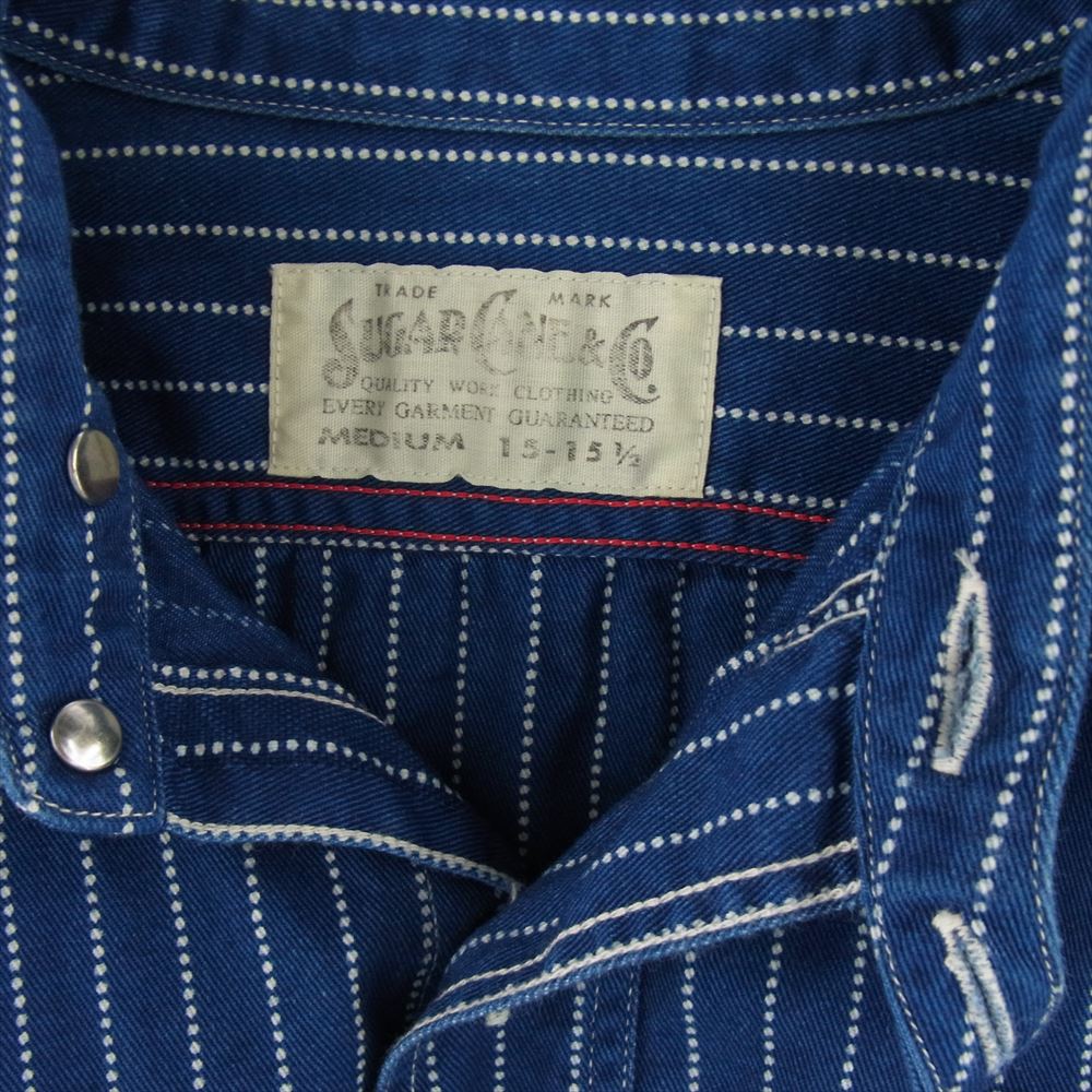 SUGAR CANE シュガーケーン SC25551 ROMANCE 8.5oz. WABASH STRIPE WORK SHIRT 長袖 ウォバッシュ ワークシャツ M【中古】