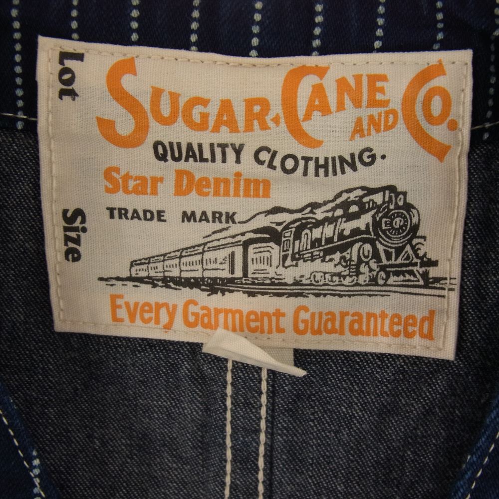 SUGAR CANE シュガーケーン デニム ウォバッシュ ストライプ インディゴ ワークベスト 38【中古】