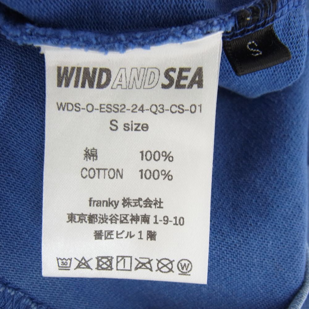 WIND AND SEA ウィンダンシー WDS-O-ESS2-24-Q3-CS-01 SEA PIGMENT TEE ピグメント ロゴ 刺繍 半袖 Tシャツ ブルー系 S【中古】