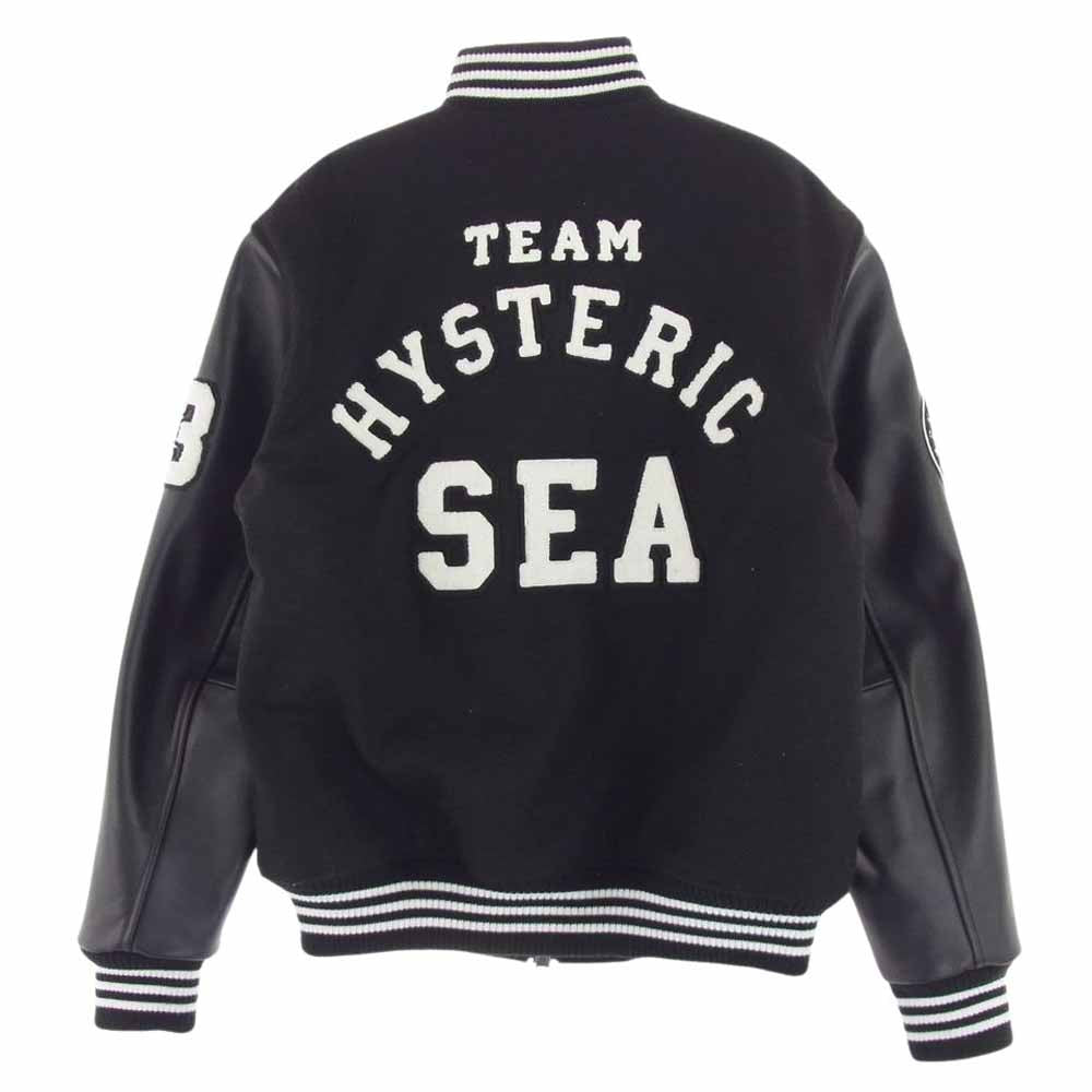 HYSTERIC GLAMOUR ヒステリックグラマー 21AW HYS-3-01 × WIND AND SEA ウィンダンシー Stadium Jumper スタジャン ブルゾン ブラック系 M【中古】