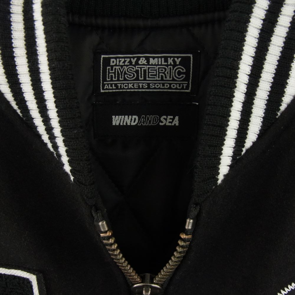 HYSTERIC GLAMOUR ヒステリックグラマー 21AW HYS-3-01 × WIND AND SEA ウィンダンシー Stadium Jumper スタジャン ブルゾン ブラック系 M【中古】