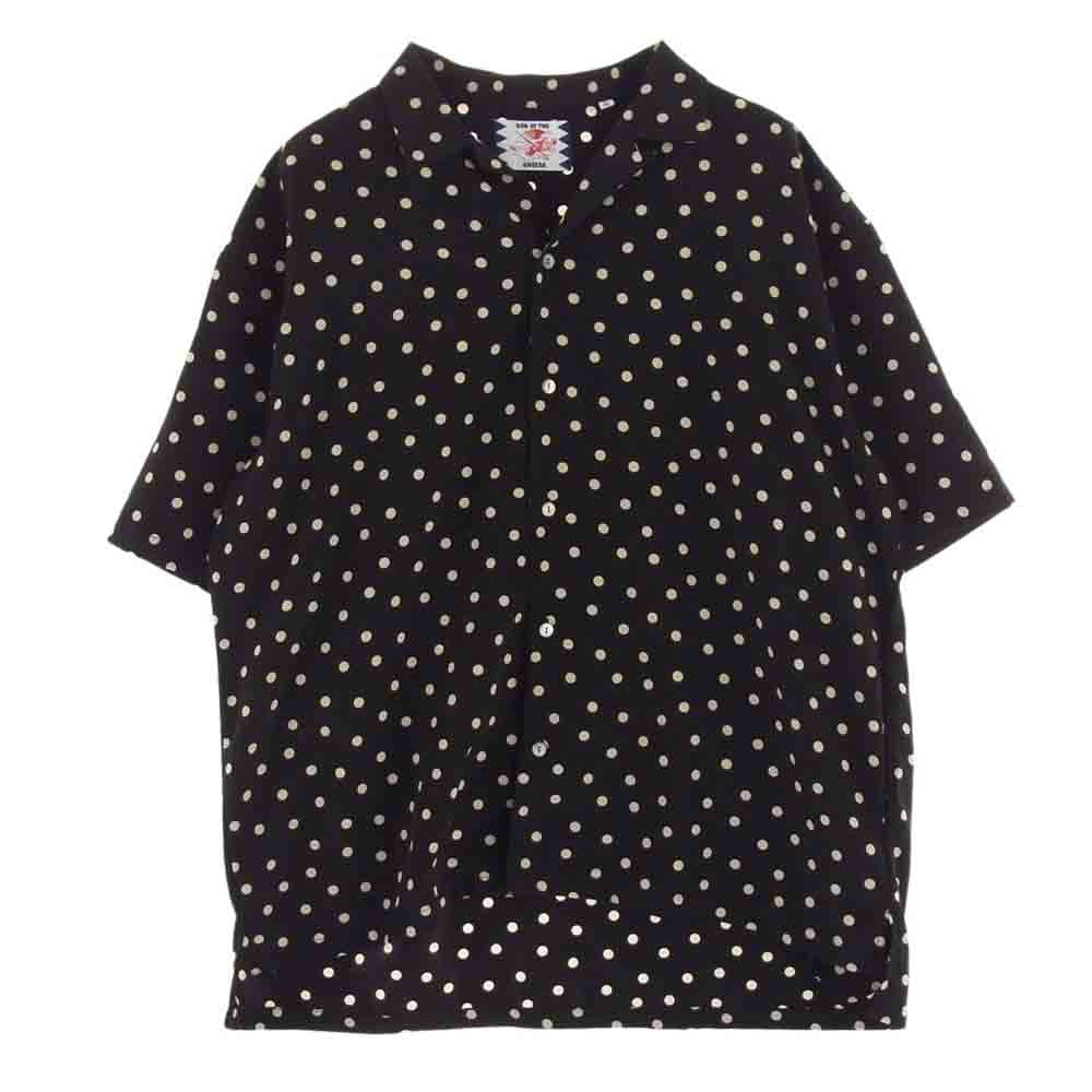 サノバチーズ SC1810-SH11 ドット柄 BOX POCKET S/S オープンカラー シャツ 半袖 ブラック系 L【中古】