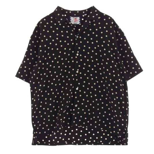 サノバチーズ SC1810-SH11 ドット柄 BOX POCKET S/S オープンカラー シャツ 半袖 ブラック系 L【中古】