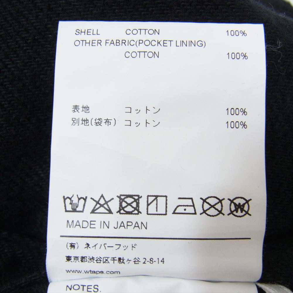 WTAPS ダブルタップス 212TQDT-PTM01 TUCK 01/TROUSERS/COTTON.FLANNEL タック トラウザーズ フランネル パンツ ブラック系 X 03【中古】
