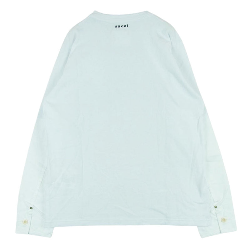 Sacai サカイ 20AW 20-02530M Cotton L/S T-Shirt コットン ドッキング レイヤード 長袖 Tシャツ ホワイト系 3【美品】【中古】