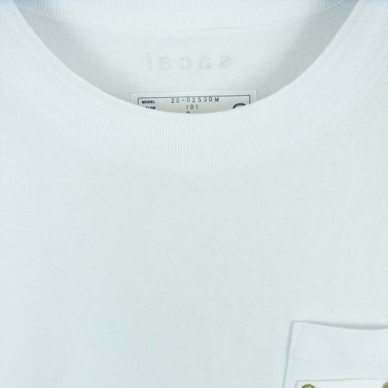 Sacai サカイ 20AW 20-02530M Cotton L/S T-Shirt コットン ドッキング レイヤード 長袖 Tシャツ ホワイト系 3【美品】【中古】