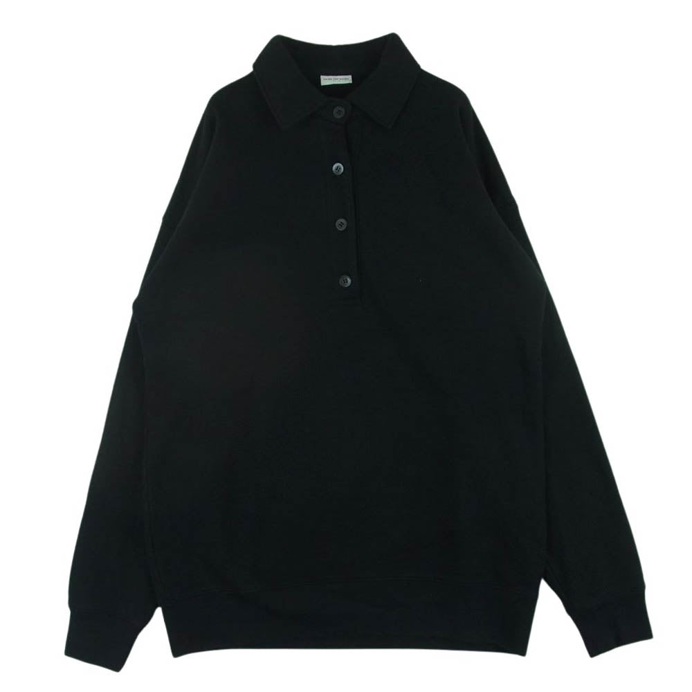 DRIES VAN NOTEN ドリスヴァンノッテン L/S POLO SWEATSHIRT スキッパー スウェット 長袖 ポロ シャツ ブラック系 S【中古】