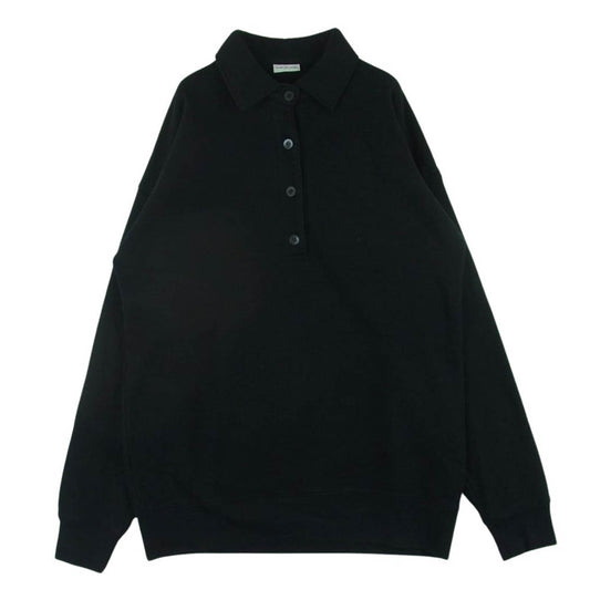 DRIES VAN NOTEN ドリスヴァンノッテン L/S POLO SWEATSHIRT スキッパー スウェット 長袖 ポロ シャツ ブラック系 S【中古】