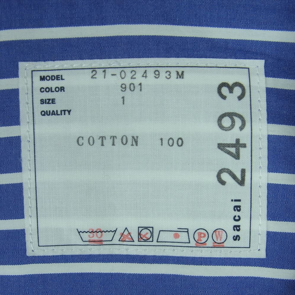 Sacai サカイ 21SS 21-02493M Cotton Poplin Blouson STRIPE コットン ポプリン ストライプ ブルゾン シャツ ジャケット ブルー系 ホワイト系 1【美品】【中古】