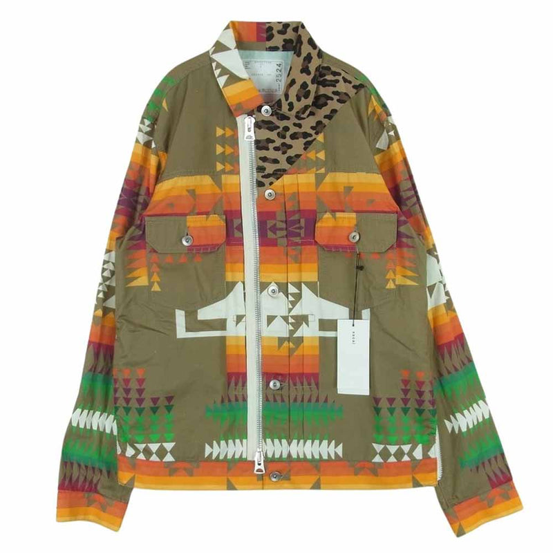 Sacai サカイ 21SS 21-02524M PENDLETON Archive Print Mix Jacket ペンドルトン アーカイブ プリント ミックス ジャケット マルチカラー系 グレイッシュブラウン系 2【美品】【中古】