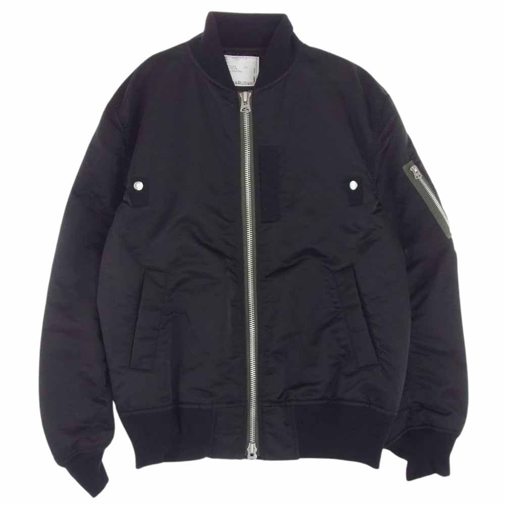 Sacai サカイ 22AW 22-02880M × MADSAKI Nylon Twill Blouson マッドサキ バック ペイント ナイロン ツイル MA1 ジャケット ブルゾン ブラック系 3【美品】【中古】