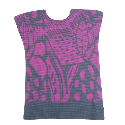 ISSEY MIYAKE イッセイミヤケ me ミー MI01FK767 総柄 ノースリーブ フレンチスリーブ カットソー  グレー系 ピンク系【美品】【中古】