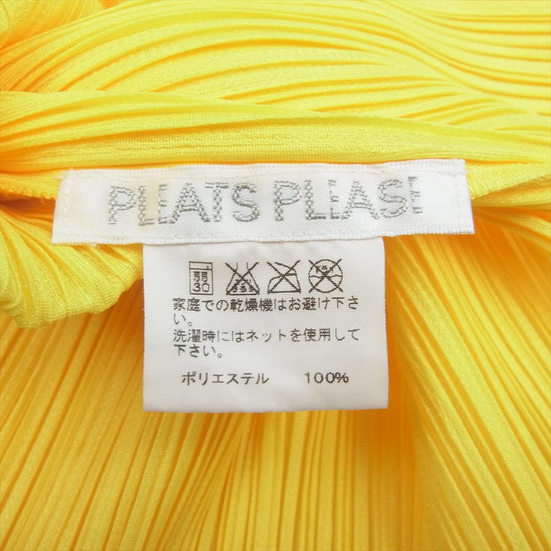 PLEATS PLEASE プリーツプリーズ イッセイミヤケ PP01-JK124 プリーツ加工 ノースリーブ スリット カットソー イエロー系 4【美品】【中古】