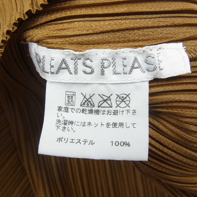 PLEATS PLEASE プリーツプリーズ イッセイミヤケ PP03-JK06 プリーツ加工 クルーネック カットソー 半袖 ブラウン系 3【美品】【中古】