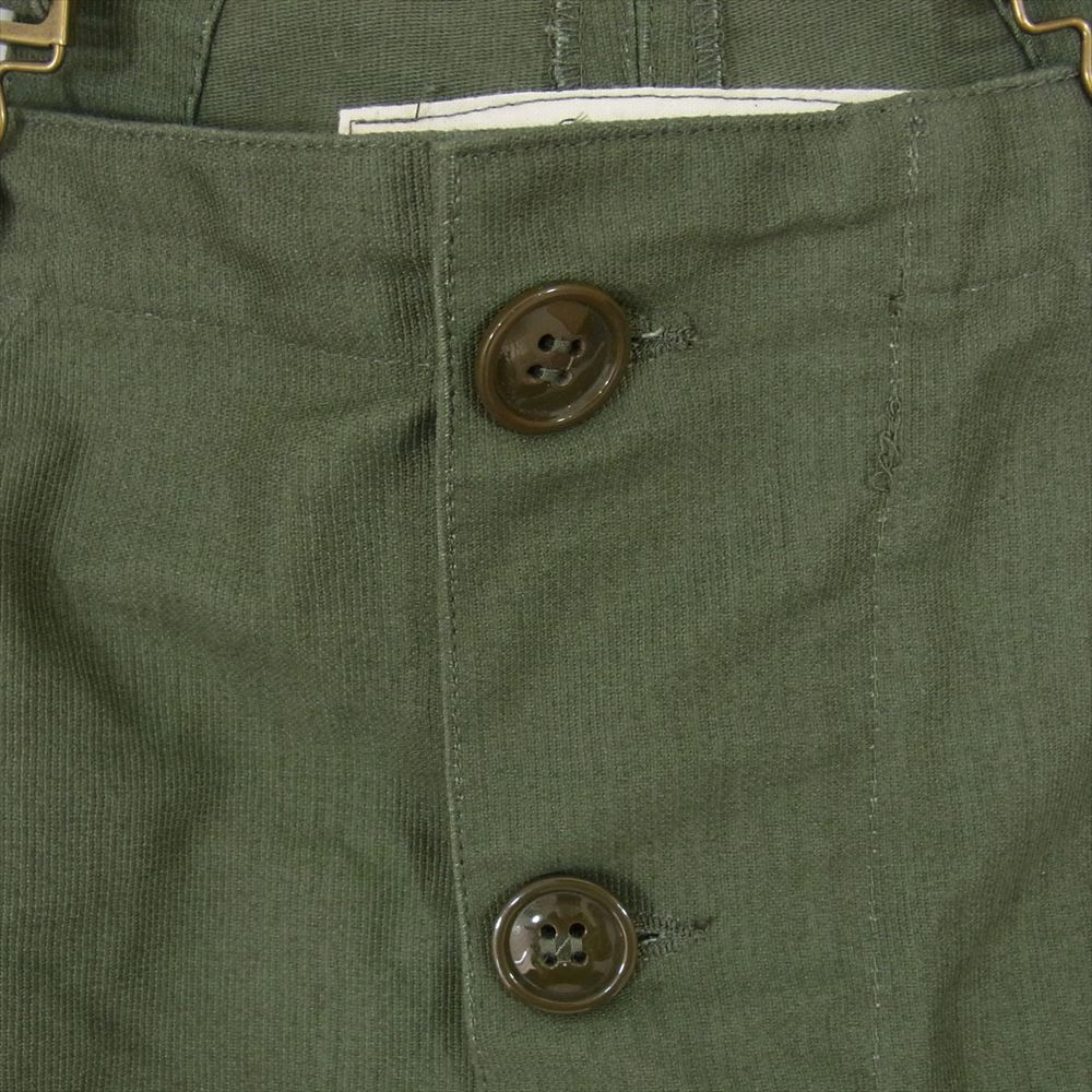 フランス軍 レプリカ 復刻 ミリタリー デッキ パンツ オーバーオール カーキ系 サイズ表記無【中古】