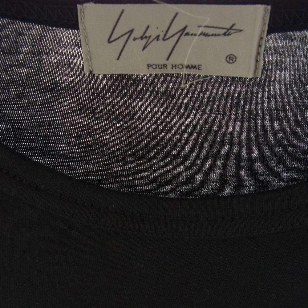 Yohji Yamamoto POUR HOMME ヨウジヤマモトプールオム 17AW HK-T41-082 スタッフ プリント 丸長 長袖 Tシャツ カットソー ブラック系 3【中古】